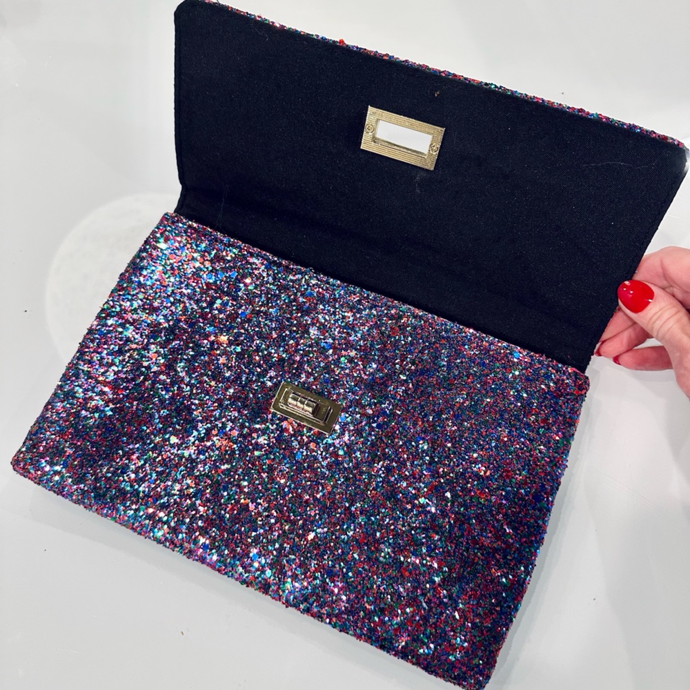 Multi-Colored Sequin Rectangle Clutch With Detach… - image 4